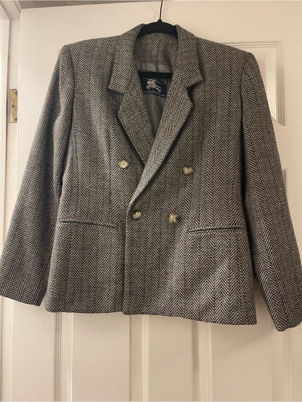 Vintage Burberrys Herringbone Double Breasted Blazer Size 6